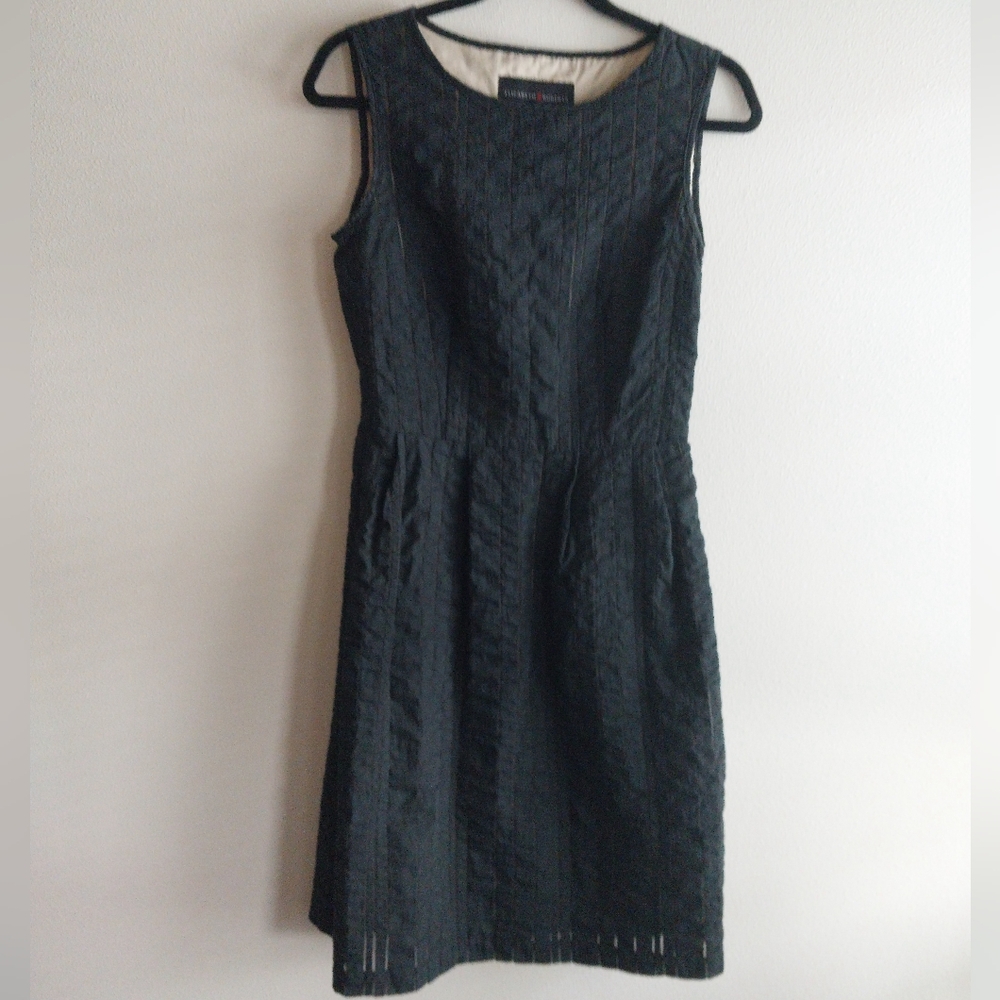 Elizabeth Roberts Black Sleeveless Minimalist Shift Midi Dress